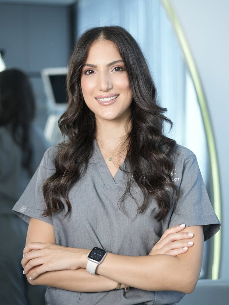 Dr Rita Kanbar treating a patient at Lebanon Dental Studio